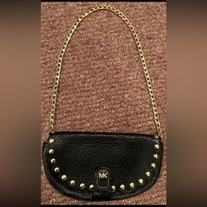 BRAND NEW WITH DUST BAG MICHAEL KORS SHOULDER BAG PURSE BLACK GOLD CHAIN LEATHER